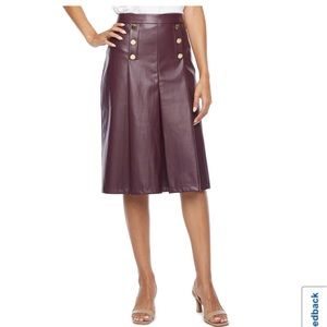 NWT Liz Claiborne Women Plus Size Wine Tasting Faux-Leather A-Line Skirt